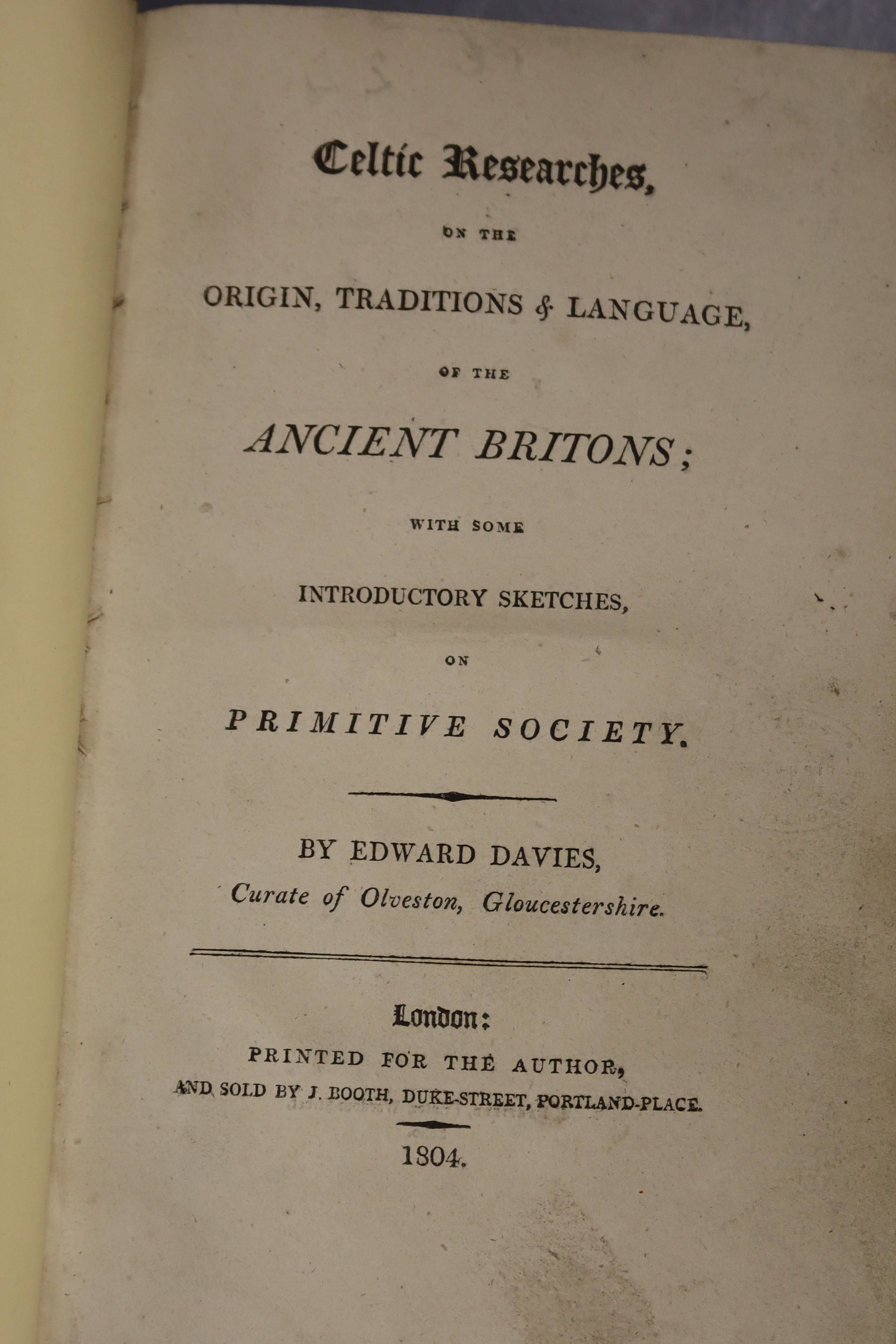 Davies, Edward – Celtic Researches …, Subscriber’s list, 2 plates, later leather backed library cloth, with gilt classmark and small stamp on title, printed for the author, 1804